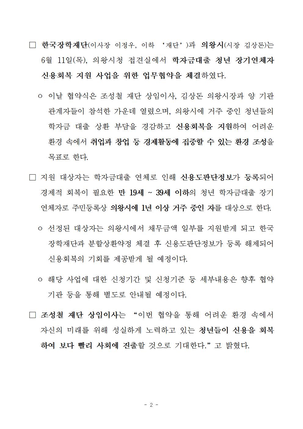 06-11(목)[보도자료] 한국장학재단-경기도 의왕시, 청년 장기연체자 대상 신용회복 지원사업을 위한 업무협약 체결002.jpg